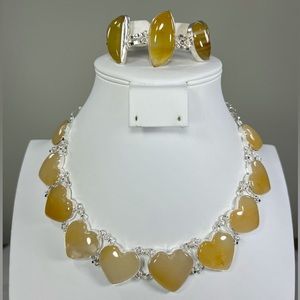 Yellow Agate 925 Large 💛 Heart Gemstone Necklace ONLY